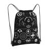 NOUZU Supernatural Symbols Black Print Sports Drawstring Backpack For Women With Zipper Pockets Lightweight Travel Gym Bag view 2