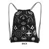NOUZU Supernatural Symbols Black Print Sports Drawstring Backpack For Women With Zipper Pockets Lightweight Travel Gym Bag view 3