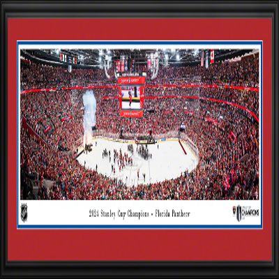 Florida Panthers, 2024 NHL Stanley Cup Champions - Double Mat, Deluxe Framed Picture by Blakeway Panoramas (44"W x 18"H)