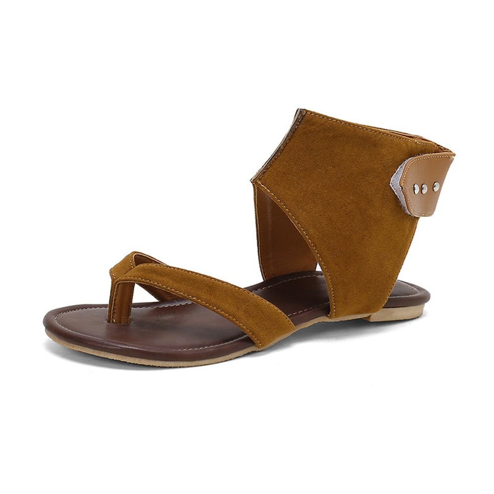 SACFOF Flat Gladiator Sandals for Women Casual Summer Dressy Flip Flops Thong Cross Strappy Sandals
