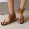 SACFOF Flat Gladiator Sandals for Women Casual Summer Dressy Flip Flops Thong Cross Strappy Sandals view 2