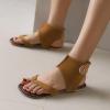 SACFOF Flat Gladiator Sandals for Women Casual Summer Dressy Flip Flops Thong Cross Strappy Sandals view 3