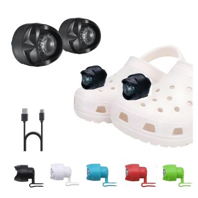 2 Pcs Rechargable Clip on Clog Headlights Lights Flashlights for Shoe,Waterproof Hands Free Flashlights with 3 Light Modes,Clip on Shoe Light Attachment Charm, Accessories for Camping,Cycling,Walking