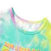 Beezizac Girls Pajama Cotton Tie Dye Checker & Face Short Sleeve & Pants Set 2-PC Cute Sleepover Size 8 view 2