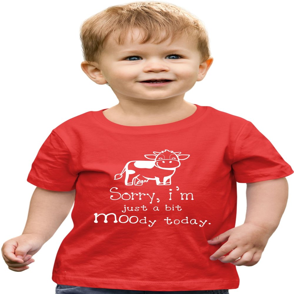 5T Red Toddler I'm Just A Bit Moody Today Funny Cow Toddler T-Shirt