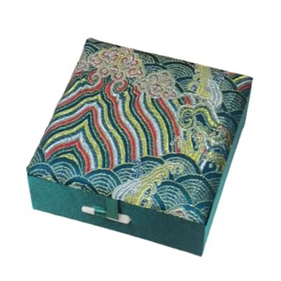 Only My Live Home Filling Cotton Square Bracelet Storage Boxes Women Bangle Gift Jewelry Boxes Chinese Silk Brocade Fabric Packaging Box (green, External size 3.94x3.94x1.77 inch about)