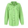 NineFit Basics Oversized Jean Jacket For Women,2024 Trendy Classic Lapel Button Up Frayed Hem Shacket,Casual Loose Long Sleeve Denim Jacket Boyfriend Distresse Ripped Trucker Coats(B-Green,L), Large view 3