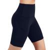Rkwins Biker Shorts Women with Pockets Tummy Control Workout Yoga Shorts High Waisted Plus Size Athletic Shorts Gym Leggings, Large, Navy Navy view 2