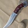 NineFit Basics Karambit Knife, Handmade Carbon Steel Hunting Knife with wood Handle, Camping Sharp knife with Leather Sheath., Silver view 1
