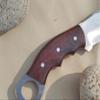 NineFit Basics Karambit Knife, Handmade Carbon Steel Hunting Knife with wood Handle, Camping Sharp knife with Leather Sheath., Silver view 3