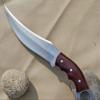 NineFit Basics Karambit Knife, Handmade Carbon Steel Hunting Knife with wood Handle, Camping Sharp knife with Leather Sheath., Silver view 4