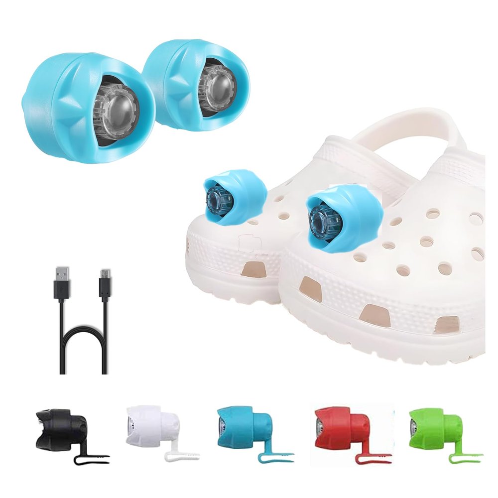 2PCS Rechargeable Clip-on Clog Headlights for Shoes With 3 Light Modes - Flashlight Attachment for Dog Walking, Cycling, Camping - Light Charm Accessories for Adults and Kids