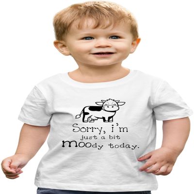 2T White Toddler I'm Just A Bit Moody Today Funny Cow Toddler T-Shirt