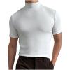 Uillui Men's Mock Turtleneck Sweater Short Sleeve Casual Basic Pullover Undershirts Baselayer Cotton Stretch Mock Neck Tee White view 1