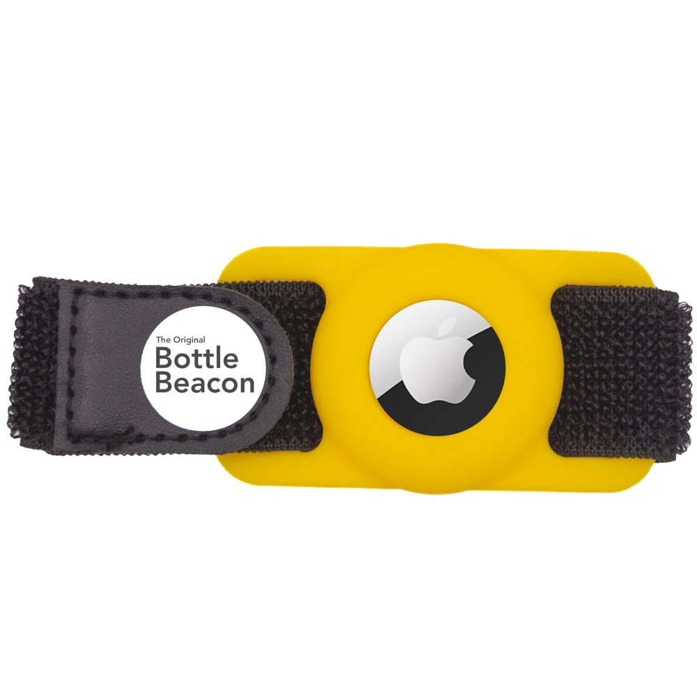 Bottle Beacon Water Bottle Tracker Strap Compatible with Apple AirTag, Fits Owala, Stanley, Hydro Flask, Yeti & Nalgene Bottles (Yellow)