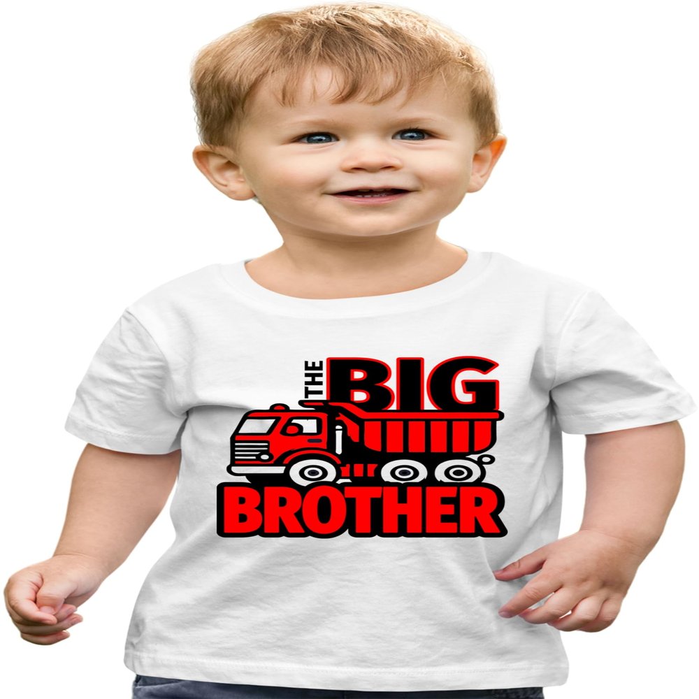 2T White Toddler Big Brother Red Dump Truck Toddler T-Shirt