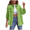 NineFit Basics Oversized Jean Jacket For Women,2024 Trendy Classic Lapel Button Up Frayed Hem Shacket,Casual Loose Long Sleeve Denim Jacket Boyfriend Distresse Ripped Trucker Coats(B-Green,XL), X-Large view 1