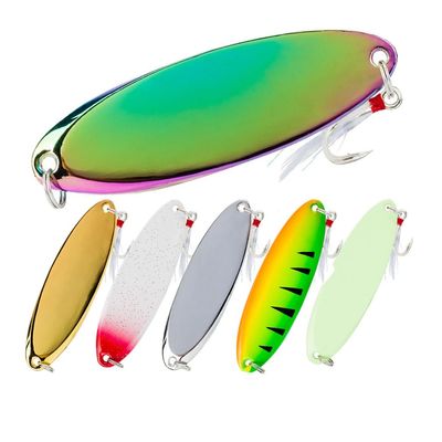 Cuoyuqie 6pcs Colorful Metal Fishing Lure Trout Spoon Lure Bass Spinnner Baits Jig Hooks Mixed Color 3/16oz-1oz (1/2oz 15g 6pcs)