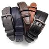 Men's Leather Belts Faux Vegan Leather Belt Classic Work Business Dress Belt (Double stitched - Black, 34) view 3