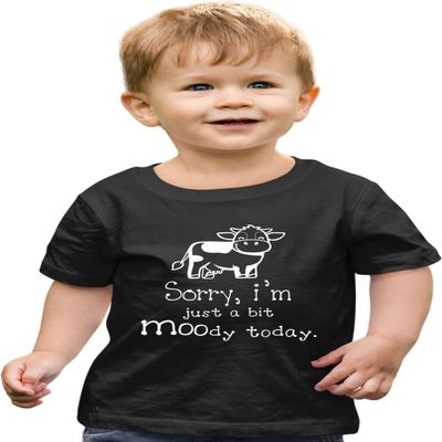 5T Black Toddler I'm Just A Bit Moody Today Funny Cow Toddler T-Shirt