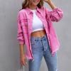 NineFit Basics Oversized Jean Jacket For Women,2024 Trendy Classic Lapel Button Up Frayed Hem Shacket,Casual Loose Long Sleeve Denim Jacket Boyfriend Distresse Ripped Trucker Coats(B-Pink,M), Medium view 2