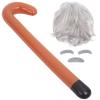 TOVINANNA 4pc Set Halloween Wig Beard Headpiece Crutch Perfect for Cosplay Party view 1