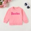 ZAXARRA Mommy and Me Matching Outfits Long Sleeve Crewneck Pullover Tops Mama Sweatshirt Mama and Mini Clothes (Bestie & Pink,Baby,2-3T) view 2