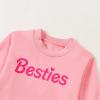 ZAXARRA Mommy and Me Matching Outfits Long Sleeve Crewneck Pullover Tops Mama Sweatshirt Mama and Mini Clothes (Bestie & Pink,Baby,2-3T) view 4
