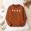ZAXARRA Mommy and Me Matching Outfits Long Sleeve Crewneck Pullover Tops Mama Sweatshirt Mama and Mini Clothes (Brown Pumpkin,Mom,XX-Large) view 2