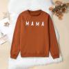 ZAXARRA Mommy and Me Matching Outfits Long Sleeve Crewneck Pullover Tops Mama Sweatshirt Mama and Mini Clothes (Brown Pumpkin,Mom,XX-Large) view 3