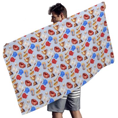 Baseball Sports Hot Dog Popcorn Beach Towels Quick Dry Patriotic American Sports Summer Outdoor Sports Swimming Towel for Men Boys Bathing Towels for Beach Hotel Pool Ball Fans Gift 59x30 inch