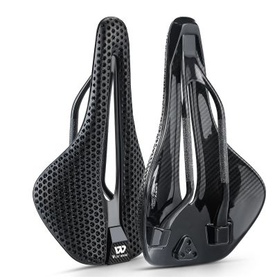 WOTAO 3D Printed Carbon Fibre Bike Saddle 3D Printed Carbon Fibre Bike Saddle Light Weight Comfort Breathable BikeSeat Shock Absorption AntiSlip Cycle Cushion, Black