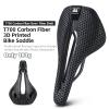 WOTAO 3D Printed Carbon Fibre Bike Saddle 3D Printed Carbon Fibre Bike Saddle Light Weight Comfort Breathable BikeSeat Shock Absorption AntiSlip Cycle Cushion, Black view 3