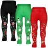 Bencailor 3 Pairs Christmas Girls Pantyhose Tights for Dance Girls Stockings Snowflake Printed Leggings Seamless Stockings(Black Red Green,5-10) view 1