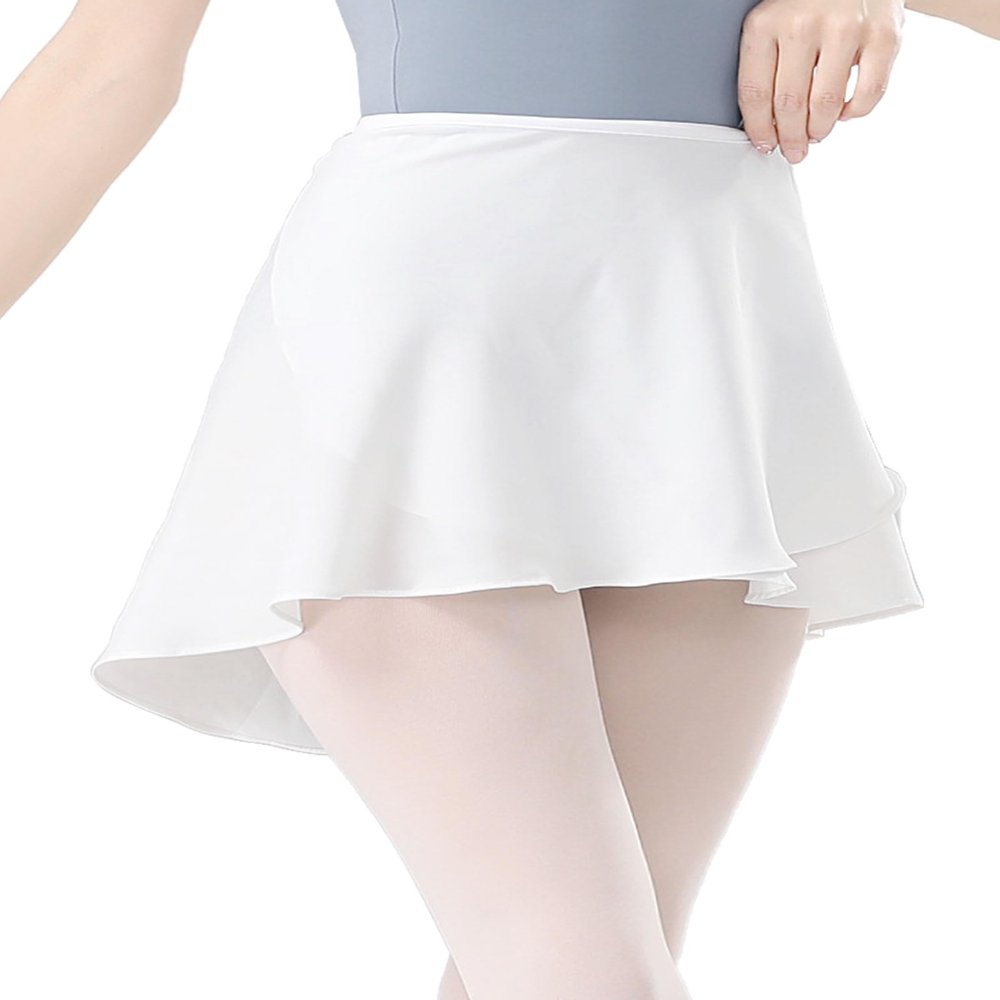 Avrigirl White Women Ballet Wrap Skirts Asymmetric Chiffon Cover up for Dance, Beach, Swim, Aerial Yoga, Skating