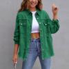 NineFit Basics Oversized Jean Jacket For Women,2024 Trendy Classic Lapel Button Up Frayed Hem Shacket,Casual Loose Long Sleeve Denim Jacket Boyfriend Distresse Ripped Trucker Coats(B-Dark Green,2XL) view 2