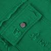 NineFit Basics Oversized Jean Jacket For Women,2024 Trendy Classic Lapel Button Up Frayed Hem Shacket,Casual Loose Long Sleeve Denim Jacket Boyfriend Distresse Ripped Trucker Coats(B-Dark Green,2XL) view 4
