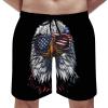 Pynnlts Cool Eagle Sunglasses American Flag Men's Swim Trunks Patriotic Eagle Summer Beach Shorts Bathing Pants with Pockets 6X_l view 2