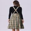 Allegra K Overall Plaid Dress for Women's Christmas Tartan Pinafore Suspender Skirt Large Khaki view 2