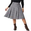 Allegra K Vintage Plaid Skirts for Women's High Waist Pleated A-Line Midi Skirt Small Black view 1