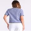 Allegra K Tweed Jacket Top for Women's Round Neck Short Sleeve Vintage Blouse X-Large Blue Purple view 3