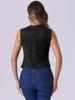 Allegra K Vintage Suit Waistcoat for Women's V Neck Faux Suede Button Down Sleeveless Jacket Vest Large Black view 3