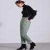 Allegra K Straight Pants for Women Baggy Casual Button Down High Waist Cropped Pants with Pockets Medium Green view 4