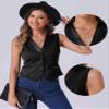 Allegra K Vintage Suit Waistcoat for Women's V Neck Faux Suede Button Down Sleeveless Jacket Vest Medium Black view 2