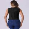 Allegra K Vintage Suit Waistcoat for Women's V Neck Faux Suede Button Down Sleeveless Jacket Vest Medium Black view 3