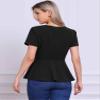 Allegra K Peplum Tops for Women's Short Sleeve Round Neck Stretch Business Classic Blouse Top X-Large Black view 2