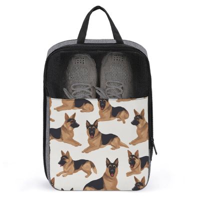 Travel Shoe Bag,German Shepherd Print Shoe Pouch,outdoor Zippered Carrier Shoe Bags,mens Womens Shoe Tote Bag