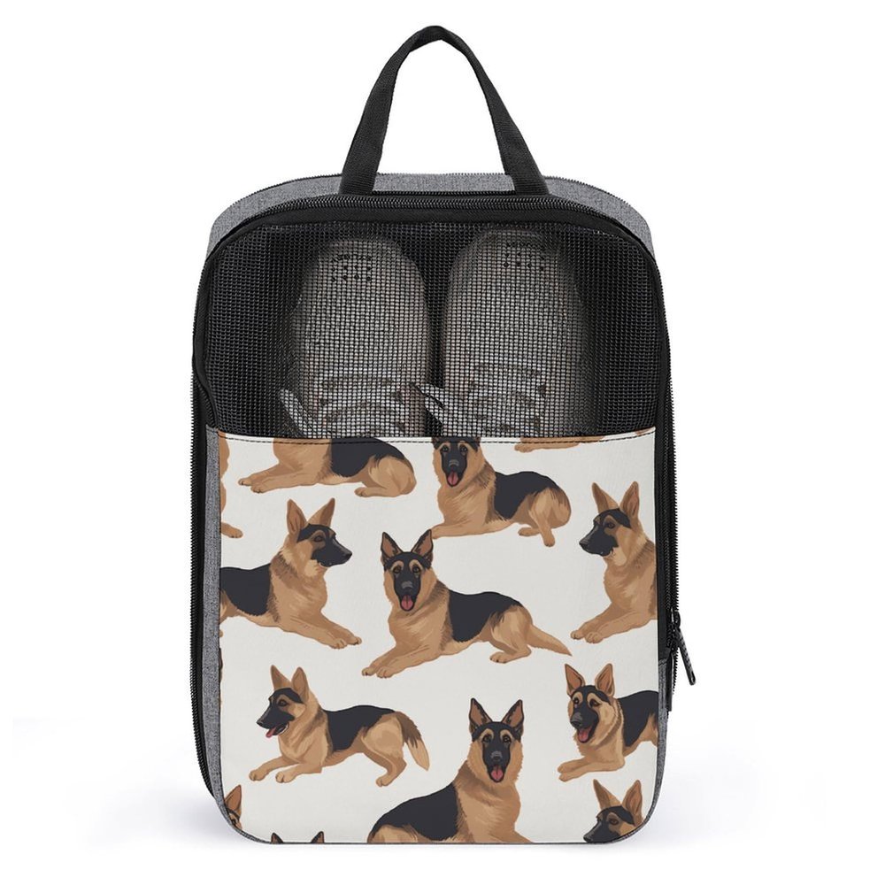 Travel Shoe Bag,German Shepherd Print Shoe Pouch,outdoor Zippered Carrier Shoe Bags,mens Womens Shoe Tote Bag