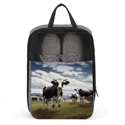 Travel Shoe Bag,Farm Cow Pictures Print Shoe Pouch,outdoor Zippered Carrier Shoe Bags,mens Womens Shoe Tote Bag