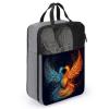 Travel Shoe Bag,Fire And Water Phoenix Print Shoe Pouch,outdoor Zippered Carrier Shoe Bags,mens Womens Shoe Tote Bag view 3